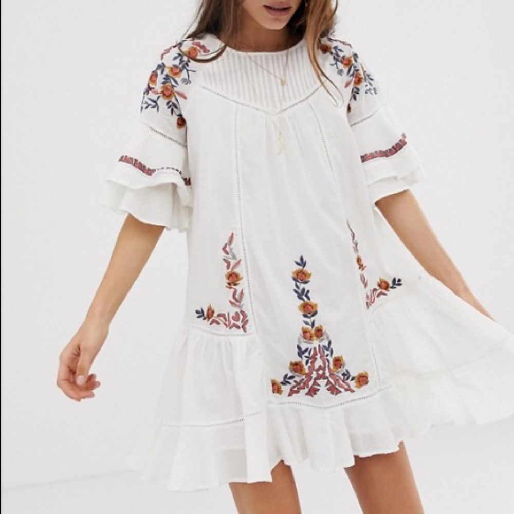 Free People Pavlo baby doll embroidered mini dress